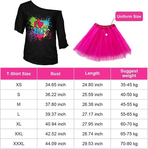 WILDPARTY 80s Costume Accessories for Women, T-Shirt Tutu Fanny Pack Headband Earring Necklace Fishnet Gloves Legwarmers 80s Party Halloween outfit for Women 24PCS (Pink M) in Kuwait