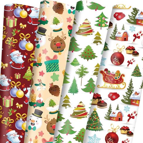 Vnaaem African American Christmas Wrapping Paper Black Santa Gift Wrap for Boys Girls Kids Women Holiday Baby Shower Decoration - 20 X 28Inches Per Sheet(8 Pack) in Saudi Arabia