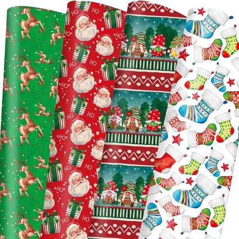 Vnaaem African American Christmas Wrapping Paper Black Santa Gift Wrap for Boys Girls Kids Women Holiday Baby Shower Decoration - 20 X 28Inches Per Sheet(8 Pack) in Saudi Arabia