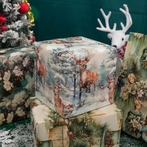 ورق تغليف عيد الميلاد الأمريكي الأفريقي من Vnaaem، غلاف هدايا سانتا الأسود للأولاد والبنات والأطفال والنساء، زينة استحمام الطفل - 20 × 28 بوصة لكل ورقة (8 عبوات) in Kuwait