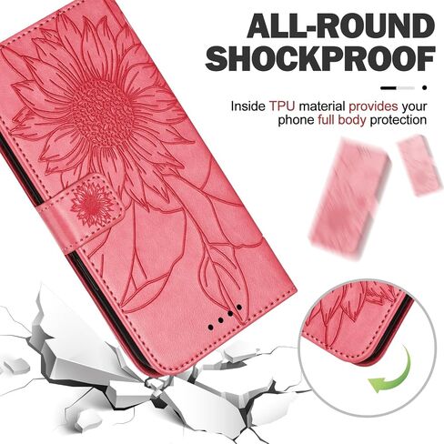 Case for Redmi Note 8 Pro, Wallet Caset with Card Slots Flip Folio Shockproof Protective Cover Case for Redmi Note 8 Pro, Rose in Saudi Arabia