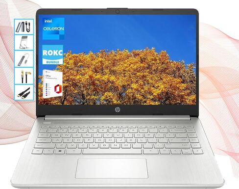 HP AI-Powered 14" HD Laptop with Microsoft Office and 1TB Cloud Storage Included for 1-Year| 16GB RAM| 128GB SSD & 128GB Portable SSD| Intel 4-Core CPU| Webcam| Wi-Fi | Win 11| Ultra Thin | RK Bundle in Saudi Arabia