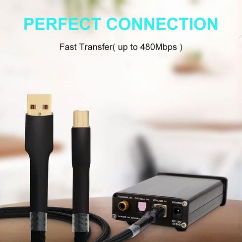 Monosaudio Audiophile USB Cable 4N 99.998% OFC Pure Copper 24K Gold Plated USB2.0 A to B Cable Audio USB Cable Fast Transfer HiFi USB Cable for DAC,Printer,Amplifiers,Speaker,Audio(1.5M/4.9Ft) in Saudi Arabia