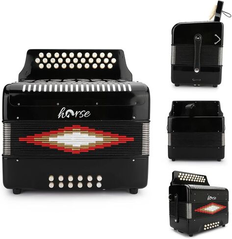 31-Key Diatonic Accordion 12 Bass G/C/F 3-Row Diatonic Accordion Instruments for Adults with Suitcase and Straps in Saudi Arabia