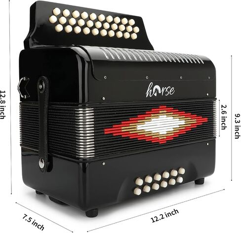 31-Key Diatonic Accordion 12 Bass G/C/F 3-Row Diatonic Accordion Instruments for Adults with Suitcase and Straps in Saudi Arabia