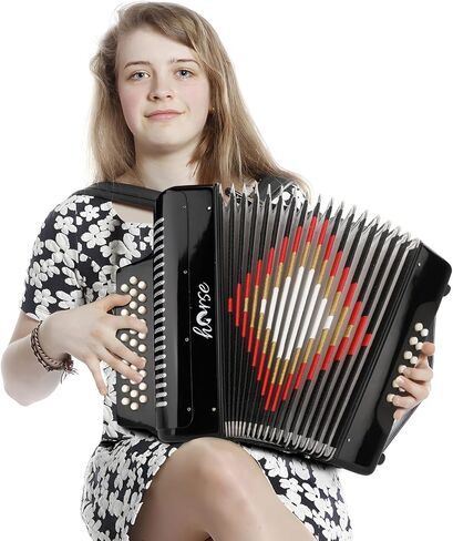 31-Key Diatonic Accordion 12 Bass G/C/F 3-Row Diatonic Accordion Instruments for Adults with Suitcase and Straps in Saudi Arabia