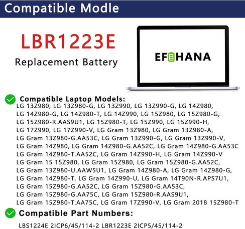 استبدال بطارية الكمبيوتر المحمول LBR1223E LBS1224E لجهاز LG Gram 2018 13Z970 13Z 970 13Z970-A 13Z970-U 14Z970 15Z970 13Z975 14Z990 15Z975 15Z980 15Z990 17Z990 Series Notebook 7.7 فولت 60.06 واط ساعي 7800 مللي أمبير in Kuwait