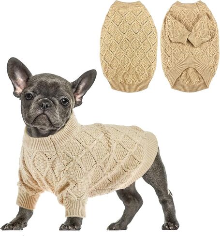 Vehomy Dog Pullover Sweater Small Dog Spring Clothes with Rhombic Pattern Puppy Spring Shirt Dog Hollow Pattern Knitwear Puppy Cat Breathable Knitted Shirt Outfit for Small Medium Dogs XL in Saudi Arabia