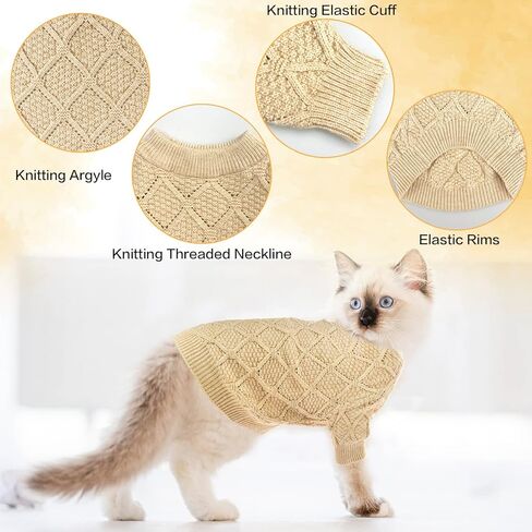 Vehomy Dog Pullover Sweater Small Dog Spring Clothes with Rhombic Pattern Puppy Spring Shirt Dog Hollow Pattern Knitwear Puppy Cat Breathable Knitted Shirt Outfit for Small Medium Dogs XL in Saudi Arabia
