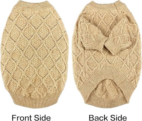 Vehomy Dog Pullover Sweater Small Dog Spring Clothes with Rhombic Pattern Puppy Spring Shirt Dog Hollow Pattern Knitwear Puppy Cat Breathable Knitted Shirt Outfit for Small Medium Dogs XL in Saudi Arabia
