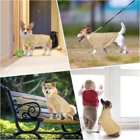 Vehomy Dog Pullover Sweater Small Dog Spring Clothes with Rhombic Pattern Puppy Spring Shirt Dog Hollow Pattern Knitwear Puppy Cat Breathable Knitted Shirt Outfit for Small Medium Dogs XL in Saudi Arabia