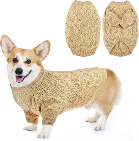 Vehomy Dog Pullover Sweater Small Dog Spring Clothes with Rhombic Pattern Puppy Spring Shirt Dog Hollow Pattern Knitwear Puppy Cat Breathable Knitted Shirt Outfit for Small Medium Dogs XL in Saudi Arabia