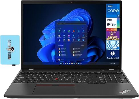 Lenovo ThinkPad T16 Gen 1 Business Laptop 16.0 بوصة IPS WUXGA (Intel i7-1260P، ذاكرة وصول عشوائي 24 جيجابايت، 2 تيرابايت PCIe SSD، KYB بإضاءة خلفية، بصمة الإصبع، 2 Thunderbolt 4، WiFi 6E، Win 11 Pro) مع موسع منفذ USB DKZ in Saudi Arabia