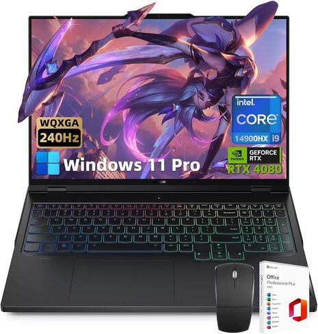 كمبيوتر محمول للألعاب Lenovo Legion Pro 7i (Gen 9) - شاشة 16 بوصة WQXGA 240 هرتز، Intel 24-Core i9-14900HX، NVIDIA GeForce RTX 4080، ذاكرة الوصول العشوائي DDR5 سعة 64 جيجابايت، 4 تيرابايت SSD، لوحة مفاتيح RGB، Windows 11 Pro وMicrosoft Office مدى الحياة in Saudi Arabia