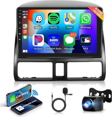 8 Core 2+64G Android Car Stereo لهوندا CRV 2002-2006 مع Carplay اللاسلكي Android Auto Radio Car، 10.1 بوصة وحدة رئيسية تعمل باللمس مرآة رابط WiFi GPS Bluetooth FM/RDS DSP AHD كاميرا احتياطية SWC in Saudi Arabia