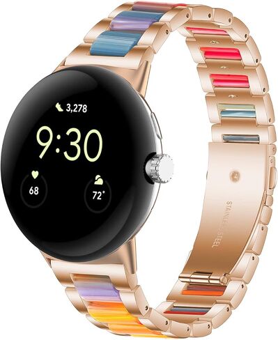 Resin Stainless Steel Watchband Compatible with Google Pixel Watch 2 2023/Pixel Watch 2022 Smartwatch Quick Fit Metal Wristband Replacement Strap for Women Men in Saudi Arabia