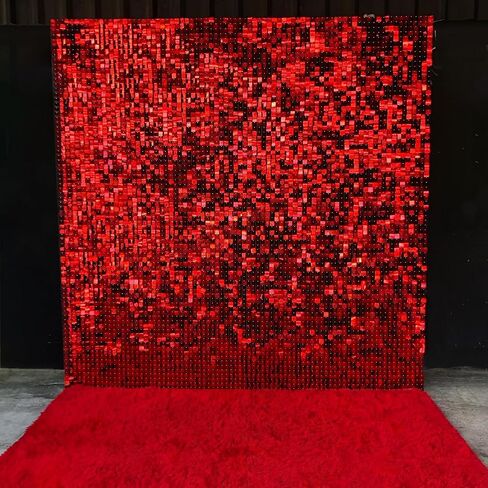 Red Backdrop Christmas Sequin Backdrop Shimmer Wall Backdrop 6ftx6ft for Party Decor Photography Wedding Party Wall Panel in Kuwait