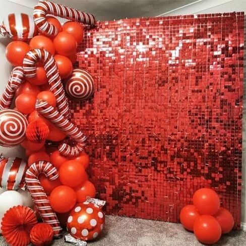 Red Backdrop Christmas Sequin Backdrop Shimmer Wall Backdrop 6ftx6ft for Party Decor Photography Wedding Party Wall Panel in Kuwait