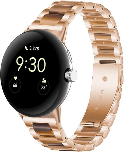 Resin Stainless Steel Watchband Compatible with Google Pixel Watch 2 2023/Pixel Watch 2022 Smartwatch Quick Fit Metal Wristband Replacement Strap for Women Men in Saudi Arabia