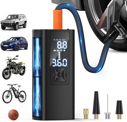 GIGART Tire Inflator Portable Air Compressor, 3X Faster Cordless Air Pump for Car Tires with 25000mAh Battery, 150PSI Tire Pump with Digital Pressure Gauge, LCD Dual Display, for Car, Motorcycle in Saudi Arabia