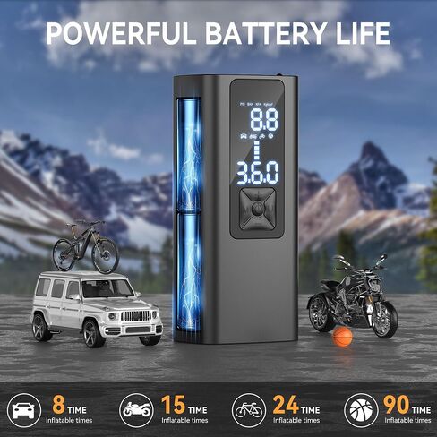 GIGART Tire Inflator Portable Air Compressor, 3X Faster Cordless Air Pump for Car Tires with 25000mAh Battery, 150PSI Tire Pump with Digital Pressure Gauge, LCD Dual Display, for Car, Motorcycle in Saudi Arabia