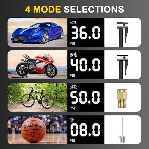 GIGART Tire Inflator Portable Air Compressor, 3X Faster Cordless Air Pump for Car Tires with 25000mAh Battery, 150PSI Tire Pump with Digital Pressure Gauge, LCD Dual Display, for Car, Motorcycle in Saudi Arabia
