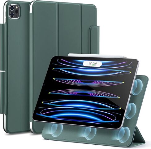 حافظة ESR لجهاز iPad Pro 11 بوصة، حافظة iPad Pro 11 Folio (2022/2021/2020، الجيل الرابع/الثالث/الثاني)، مرفق مغناطيسي مريح، حامل ثنائي الاتجاه، دعم كامل لقلم الرصاص 2، حافظة مغناطيسية مرتدة، أخضر غابة in Kuwait