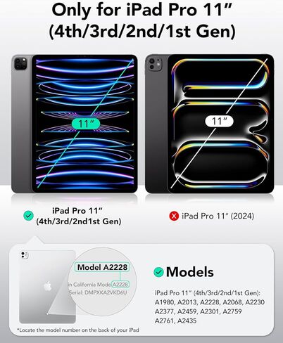 حافظة ESR لجهاز iPad Pro 11 بوصة، حافظة iPad Pro 11 Folio (2022/2021/2020، الجيل الرابع/الثالث/الثاني)، مرفق مغناطيسي مريح، حامل ثنائي الاتجاه، دعم كامل لقلم الرصاص 2، حافظة مغناطيسية مرتدة، أخضر غابة in Kuwait