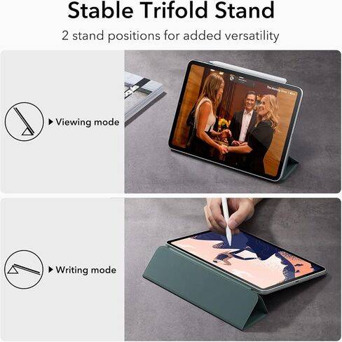 حافظة ESR لجهاز iPad Pro 11 بوصة، حافظة iPad Pro 11 Folio (2022/2021/2020، الجيل الرابع/الثالث/الثاني)، مرفق مغناطيسي مريح، حامل ثنائي الاتجاه، دعم كامل لقلم الرصاص 2، حافظة مغناطيسية مرتدة، أخضر غابة in Kuwait