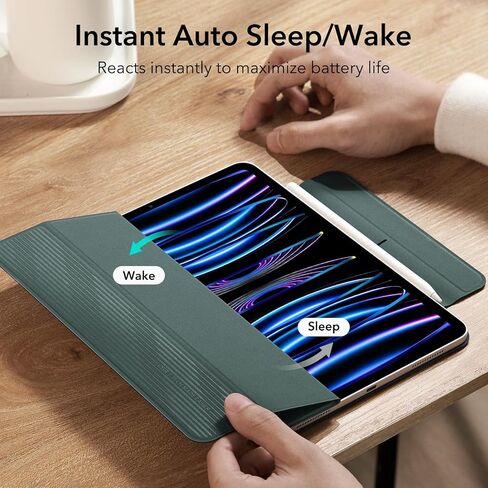 حافظة ESR لجهاز iPad Pro 11 بوصة، حافظة iPad Pro 11 Folio (2022/2021/2020، الجيل الرابع/الثالث/الثاني)، مرفق مغناطيسي مريح، حامل ثنائي الاتجاه، دعم كامل لقلم الرصاص 2، حافظة مغناطيسية مرتدة، أخضر غابة in Kuwait
