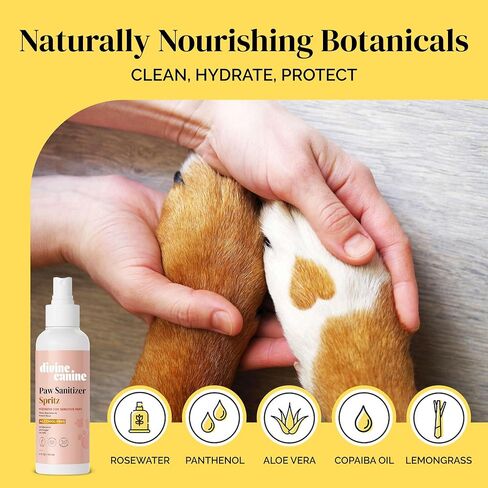 Paw Sanitizer Spritz - Dog Paw Cleaner - Cleans & Protects Paw Pads - Dog Grooming - Soothing Cleaning & Conditioning - Copaiba Oil, Vitamin E - Nourish & Sanitize Paws No-Rinse - 5.1 oz in Saudi Arabia