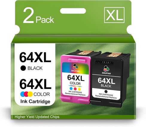خرطوشة حبر 64XL باللون الأسود واللون مجموعة بديلة لحبر HP 64 64XL 64 XL لحبر Envy Photo 7855 7858 6252 6255 7800 7100 7155 7158 Tango Tango X Tango Terra (أسود، ملون) in Kuwait