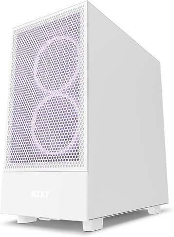 NZXT H5 Flow - Compact ATX Mid-Tower PC Case - Black | Compact mid-tower with 2 included 120mm fans, 360mm front radiator support, and tempered glass. A great first airflow build. in Kuwait