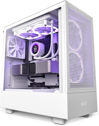 NZXT H5 Flow - Compact ATX Mid-Tower PC Case - Black | Compact mid-tower with 2 included 120mm fans, 360mm front radiator support, and tempered glass. A great first airflow build. in Kuwait