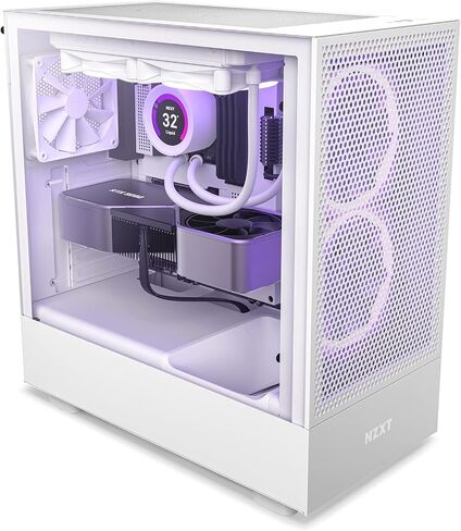 NZXT H5 Flow - Compact ATX Mid-Tower PC Case - Black | Compact mid-tower with 2 included 120mm fans, 360mm front radiator support, and tempered glass. A great first airflow build. in Kuwait