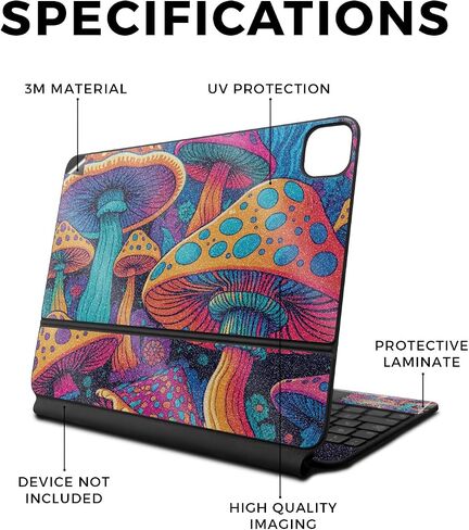 Skin Compatible with Apple Magic Keyboard for iPad Air 11-inch (M2) 2024 - Mushrooms - Premium 3M Vinyl Protective Wrap Decal Cover - Easy to Apply | Crafted in The USA by MightySkins in Saudi Arabia