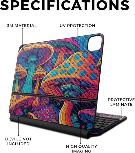 Skin Compatible with Apple Magic Keyboard for iPad Air 11-inch (M2) 2024 - Mushrooms - Premium 3M Vinyl Protective Wrap Decal Cover - Easy to Apply | Crafted in The USA by MightySkins in Saudi Arabia