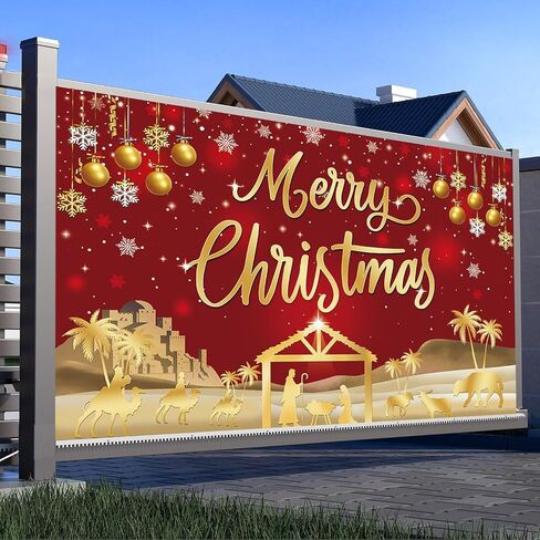 Red Jesus Christmas Backdrop 8x5FT Gold Glitter Sparkle Snowflake Merry Christmas Banner Background for New Year Family Gathering Winter Christmas Holiday Party Supplies (96x60 inch) in Saudi Arabia