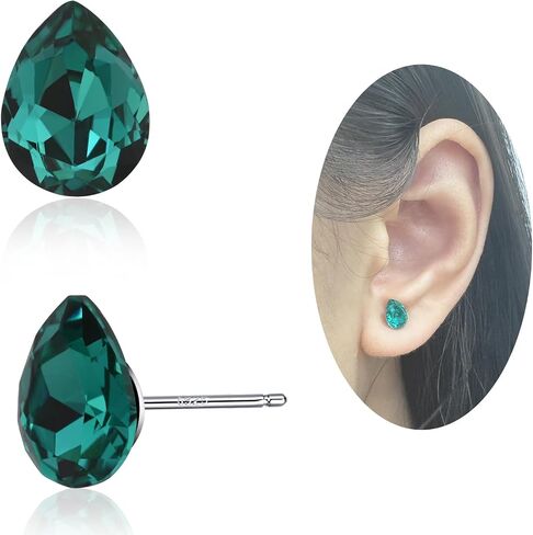 Teardrop Aquamarine Earrings 925 Sterling Silver Earrings Light Blue Water Drop Stud Earrings March Birthstone Earrings for Women Trendy in Saudi Arabia