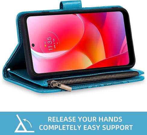 حافظة هاتف Asuwish لهاتف Motorola Moto G Power 2022/MotoG Play 2023/G Pure 2021 مع واقي شاشة من الزجاج المقسى وحامل بطاقة قلاب XT2165DL XT2163DL XT2165-5 XT2271-5 نسائي أزرق in Saudi Arabia