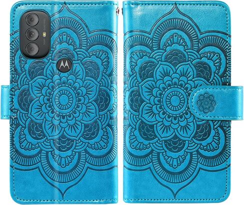 حافظة هاتف Asuwish لهاتف Motorola Moto G Power 2022/MotoG Play 2023/G Pure 2021 مع واقي شاشة من الزجاج المقسى وحامل بطاقة قلاب XT2165DL XT2163DL XT2165-5 XT2271-5 نسائي أزرق in Saudi Arabia