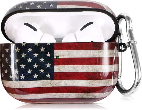 حافظة HOMICO لأجهزة Airpods 3، لطيفة لأجهزة Airpods 3 ملحقات غطاء حماية صلب محمول ومقاوم للصدمات للنساء والفتيات والرجال مع سلسلة مفاتيح/حزام لحقيبة شحن Apple Airpods 3 (العلم الأمريكي) in Kuwait