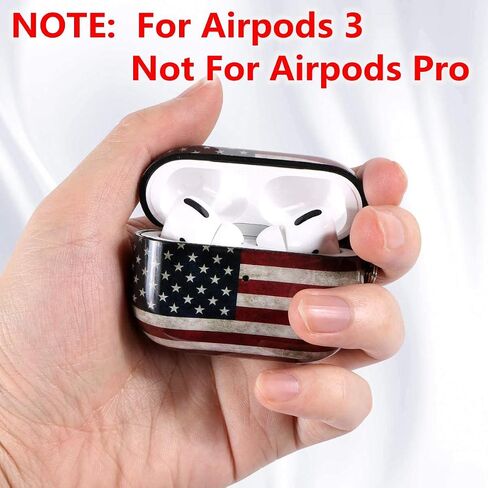حافظة HOMICO لأجهزة Airpods 3، لطيفة لأجهزة Airpods 3 ملحقات غطاء حماية صلب محمول ومقاوم للصدمات للنساء والفتيات والرجال مع سلسلة مفاتيح/حزام لحقيبة شحن Apple Airpods 3 (العلم الأمريكي) in Kuwait