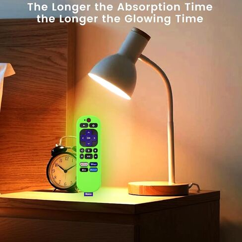 غطاء جهاز تحكم عن بعد لجهاز التحكم الصوتي روكو (رسمي) RCA1R 2023 جديد، يتوهج في الظلام، حافظة تحكم من السيليكون مضادة للانزلاق مع سوار معصم، أخضر in Kuwait