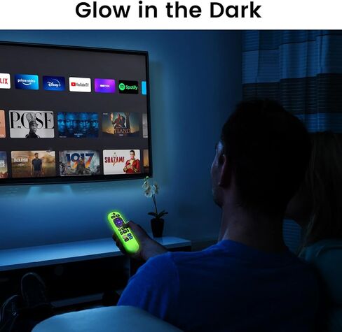 غطاء جهاز تحكم عن بعد لجهاز التحكم الصوتي روكو (رسمي) RCA1R 2023 جديد، يتوهج في الظلام، حافظة تحكم من السيليكون مضادة للانزلاق مع سوار معصم، أخضر in Kuwait