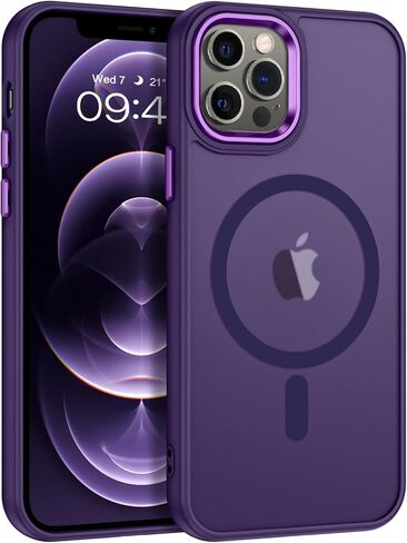 BENTOBEN for Magnetic iPhone 12&12 Pro Phone Case [Compatible with Magsafe] Slim Fit Matte Design Shockproof Bumper Protective Drop Protection Girl Women Boy Men iPhone 12/12Pro Magnetic Cover, Purple in Kuwait