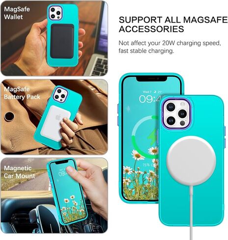 BENTOBEN for Magnetic iPhone 12&12 Pro Phone Case [Compatible with Magsafe] Slim Fit Matte Design Shockproof Bumper Protective Drop Protection Girl Women Boy Men iPhone 12/12Pro Magnetic Cover, Purple in Kuwait