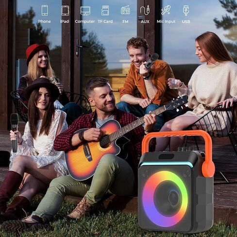VTSGN Portable Karaoke Machine, Dual Wireless Microphones, LED Light Show, PA System with TF Card/USB/AUX/FM/Recording, Perfect for Parties, Adults & Kids in Saudi Arabia