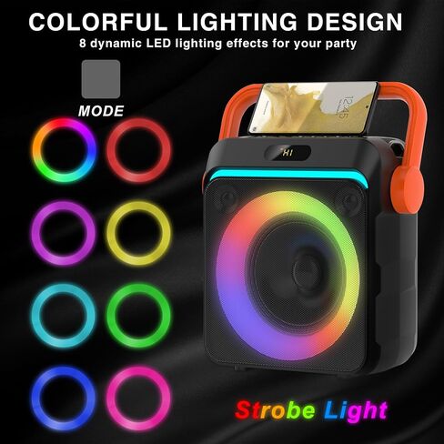 VTSGN Portable Karaoke Machine, Dual Wireless Microphones, LED Light Show, PA System with TF Card/USB/AUX/FM/Recording, Perfect for Parties, Adults & Kids in Saudi Arabia