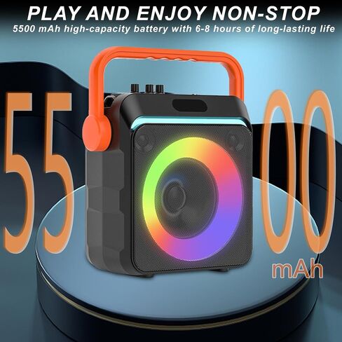 VTSGN Portable Karaoke Machine, Dual Wireless Microphones, LED Light Show, PA System with TF Card/USB/AUX/FM/Recording, Perfect for Parties, Adults & Kids in Saudi Arabia